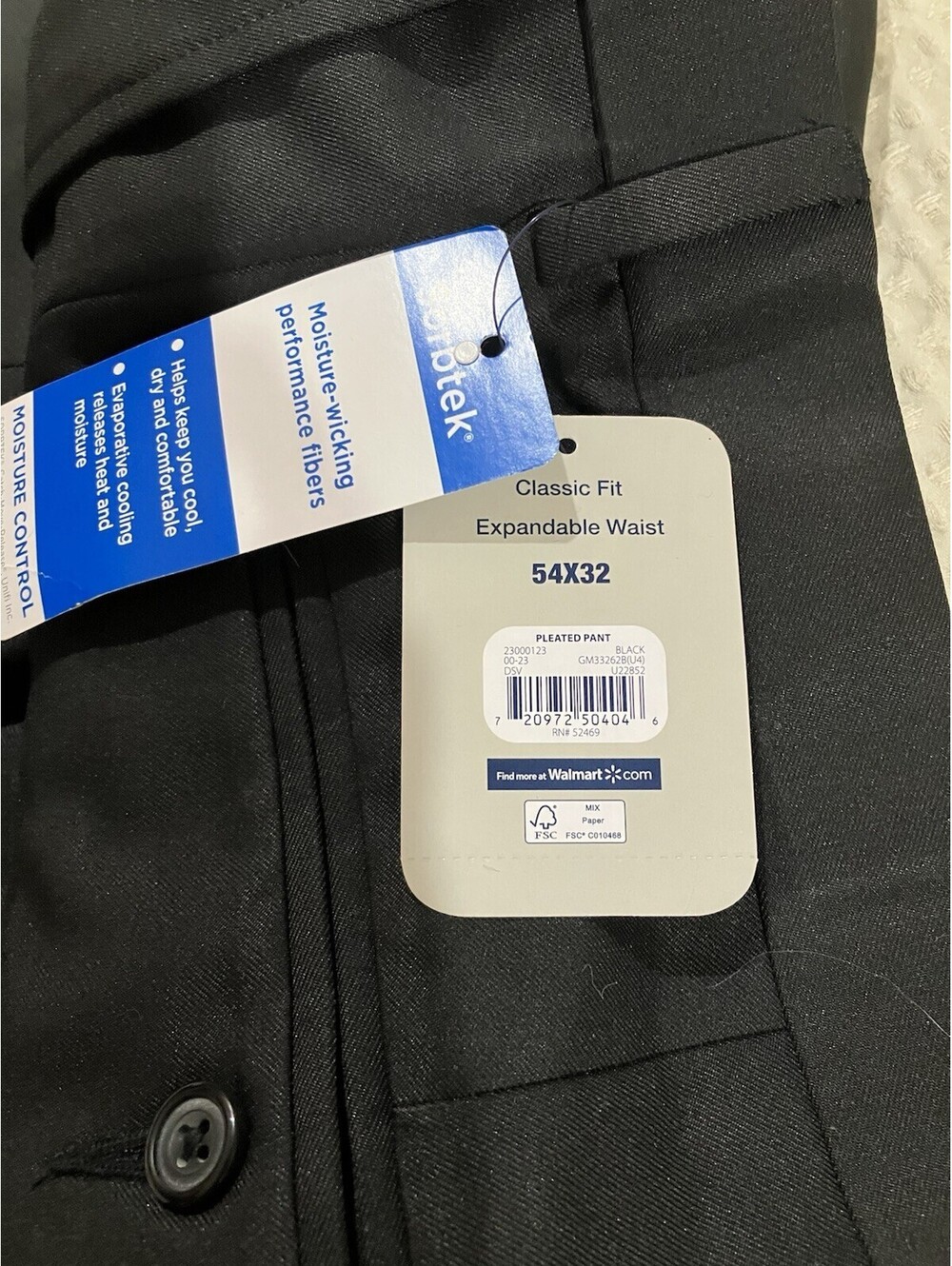 Men’s Black Slacks Creased Size 54x32 NWT By George